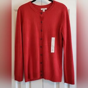 NWT Womens Croft And Barrow The Extra Soft Cardigan Delicious Apple Red Sz Small